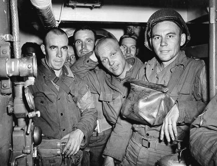 Bound for Normandy: U.S. Army troops on board a Coast Guard-manned LCI(L), the night of 5 June 1944.